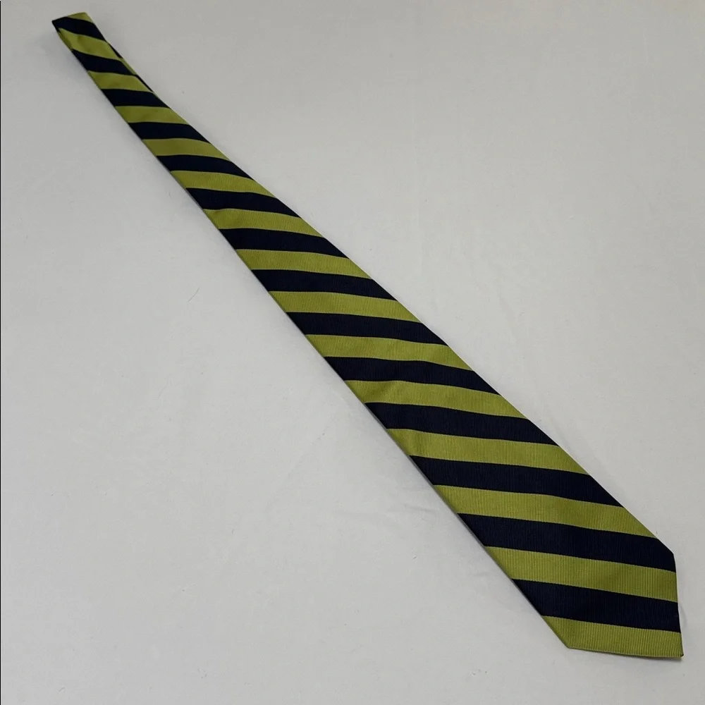 J. CREW 100% SILK TIE REPP DIAGONAL RIBBED STRIPED CLASSIC NECKTIE NAVY GREEN